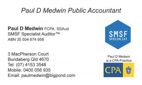 Paul D Medwin FCPA SSAud - Accountants Canberra 3